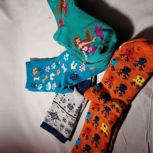 Socks Set of 4 Mermaid Snowflakes Doggie Reindeer Designs
